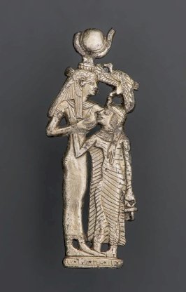 Amulet of Hathor Nursing a Queen, Nubian, 743–712 BC. Silver. Museum of Fine Arts, Boston. Harvard University-Boston Museum of Fine Arts Expedition. Photograph © Museum of Fine Arts, Boston
