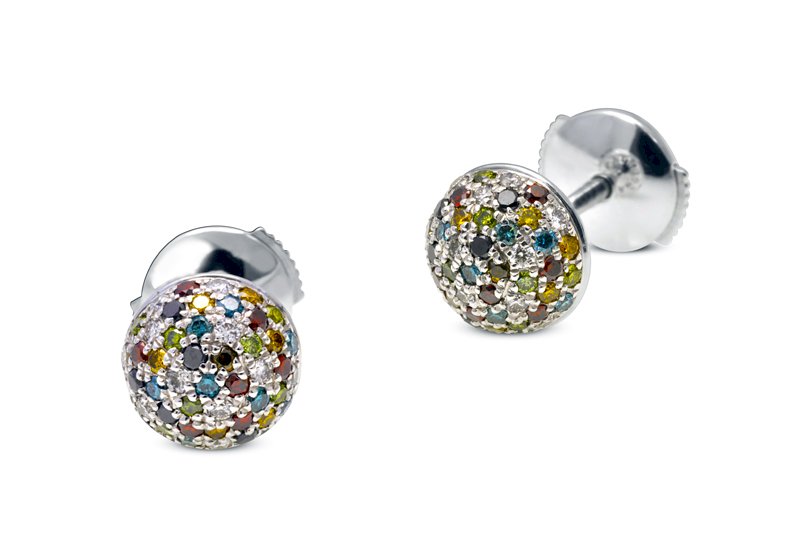 Rainbow Diamond Earrings-Colorful Life Diamonds Earrings -Colored Diamond Earrings