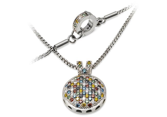 Rainbow Diamond Necklace-Coloful Life Diamond Necklace-Colord Diamond Pendant