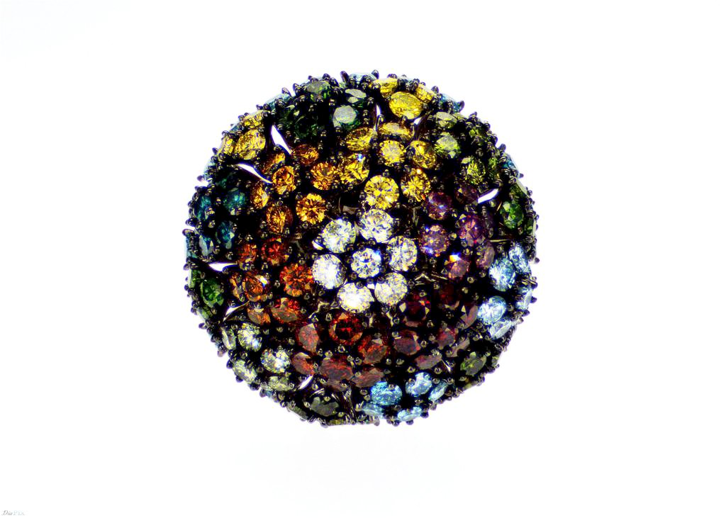 Lantana Diamonds Ring- Rainbow Ring-Colourful Flower Bouquet Diamonds Ring