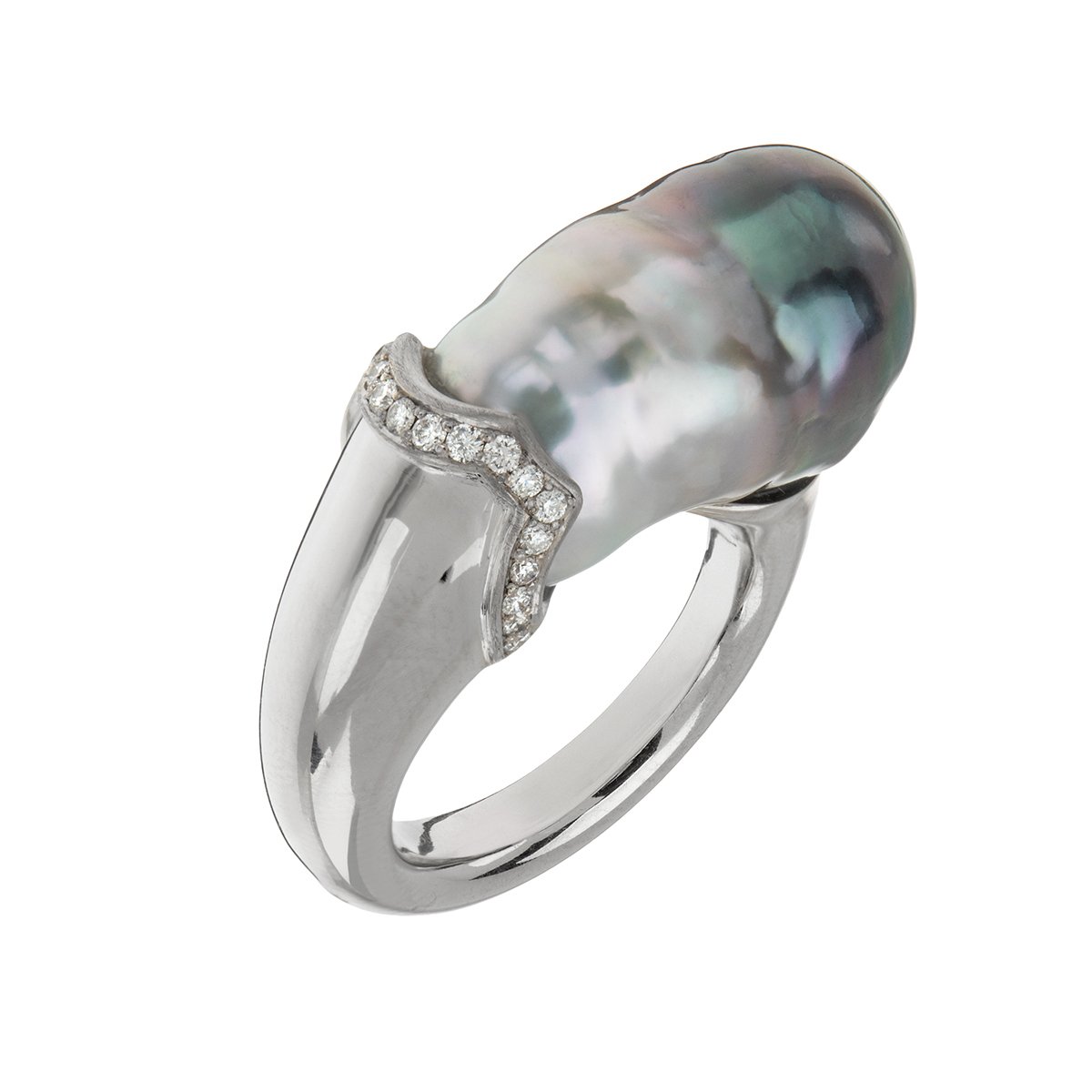 Bicolour Tahitian Pearl & Diamond Ring