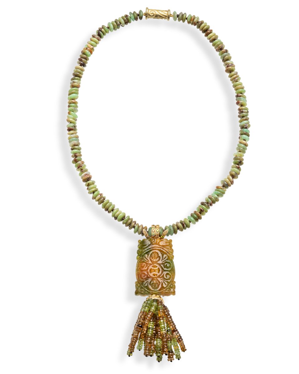 Jade, Tourmaline, Diamond & Chrysoprase Necklace