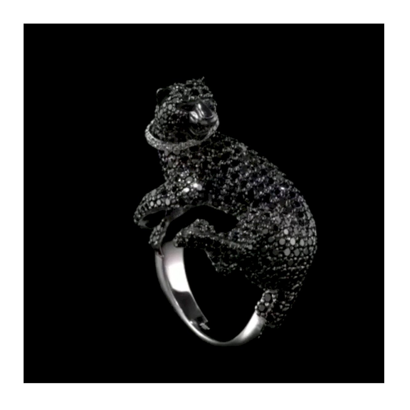 Black Diamonds Jaguar Ring- Panther Ring -Tiger Ring- Leopard Black Ring