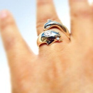 14k Rose Gold Diamonds Dolphin ring