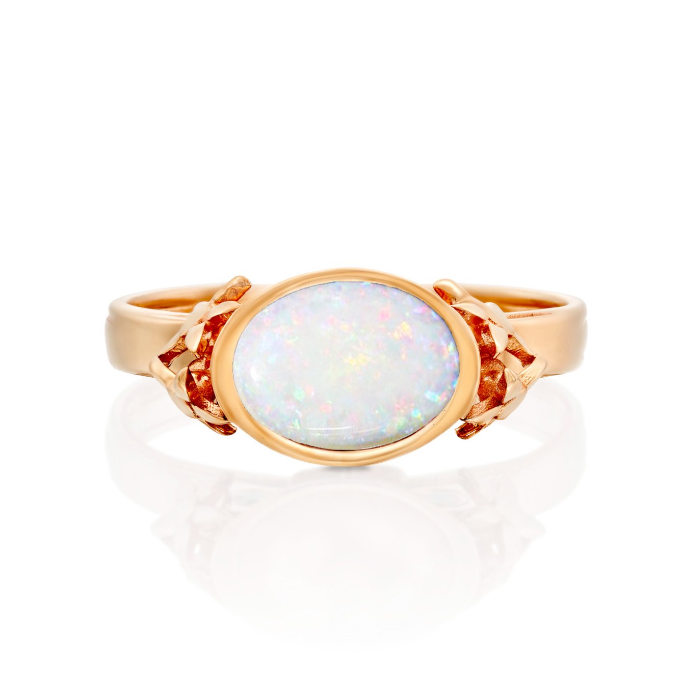 Australian Opal engagement ring set with diamonds- Floral Ring