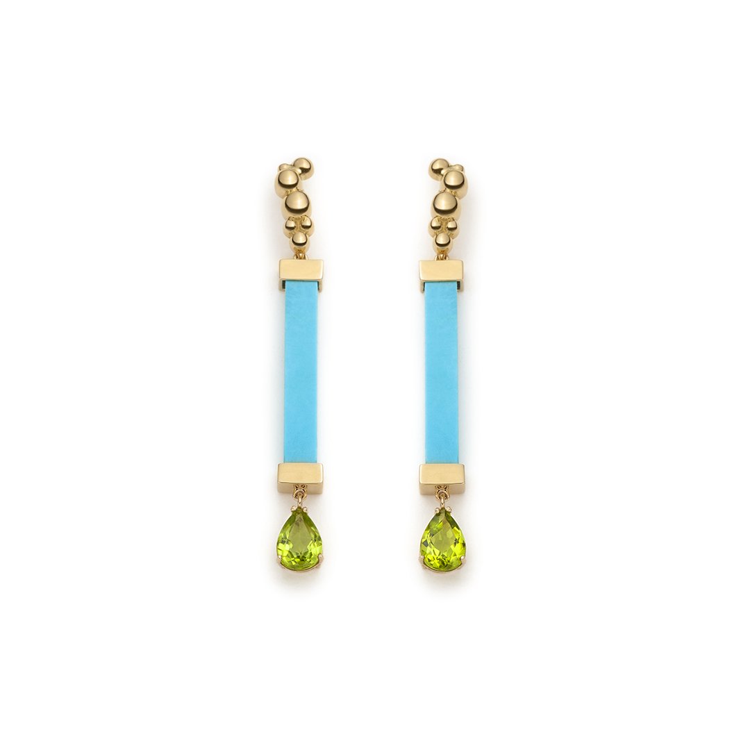 Turquoise and peridot earrings