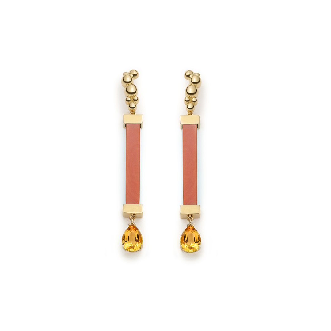 Recycled coral and citrine earrings