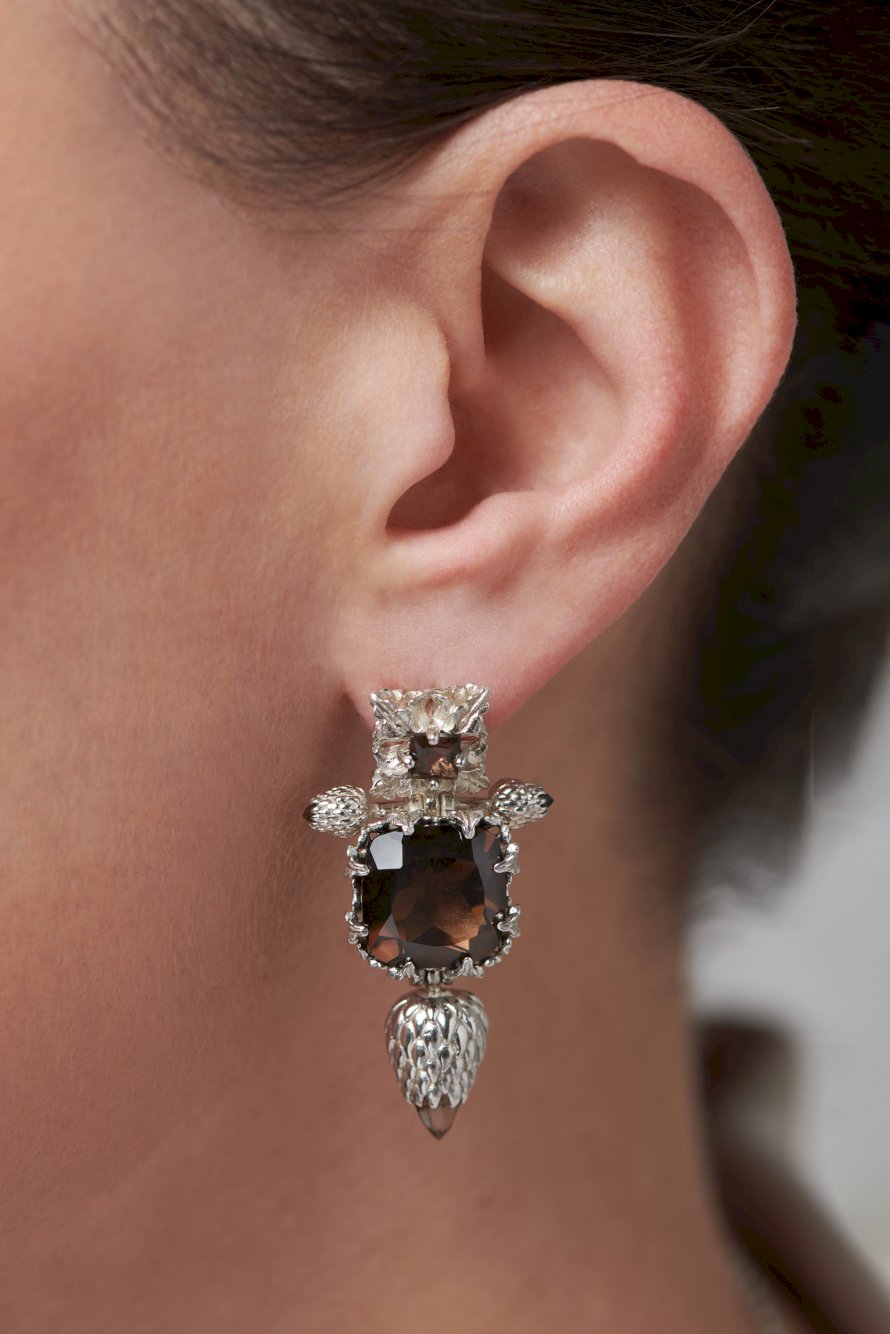 Dendera Rhodium Earrings